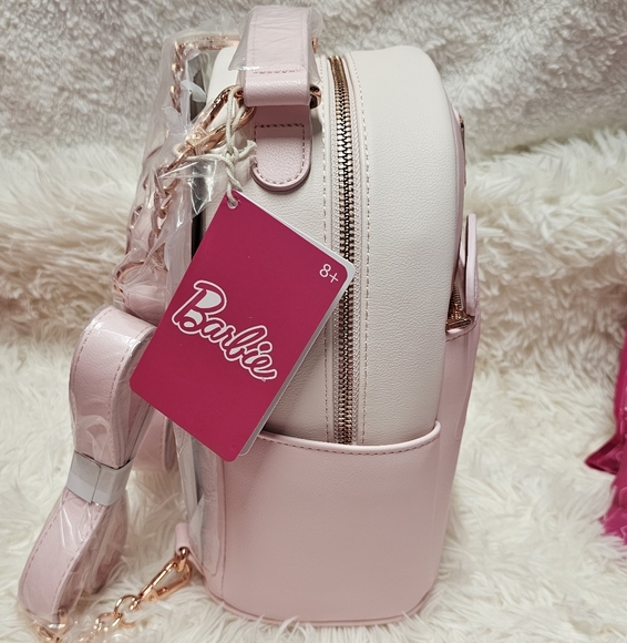 Barbie Loungefly Rose Gold Logo Pink  Convertible Backpack - Picture 3 of 10